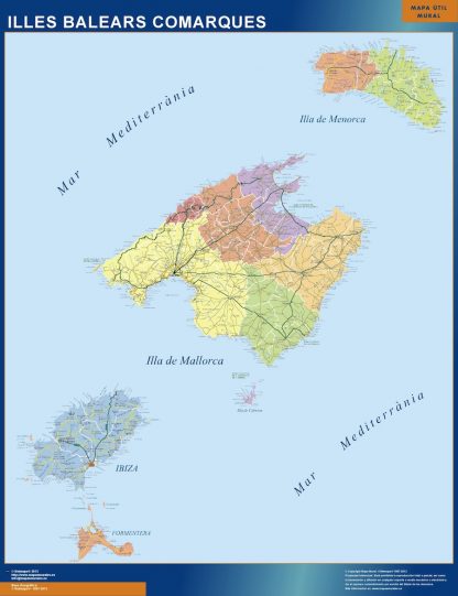 Mapa Islas Baleares plastificado