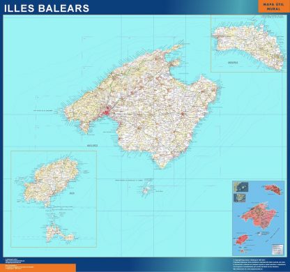 Mapa Islas Baleares topográfico plastificado