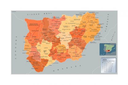 Mapa Jaen por municipios plastificado