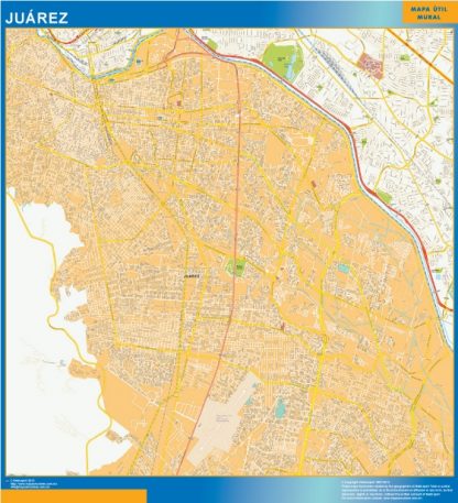 Mapa Juarez Centro en Mexico plastificado