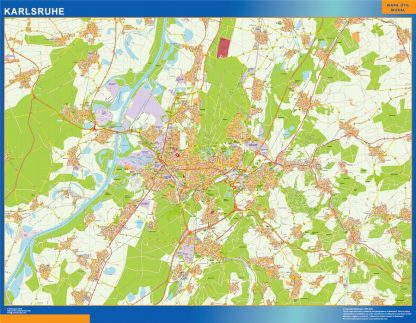 Mapa Karlsruhe en Alemania plastificado