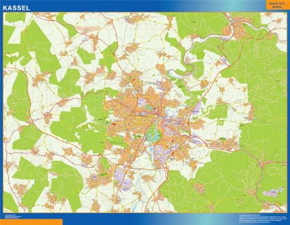 Mapa Kassel en Alemania plastificado