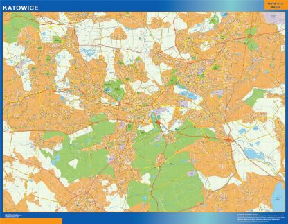 Mapa Katowice Polonia plastificado