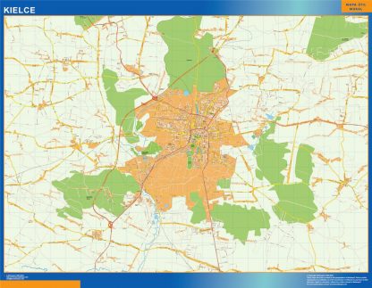 Mapa Kielce Polonia plastificado