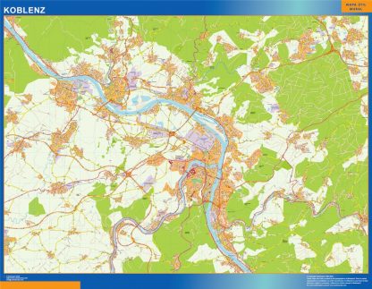 Mapa Koblenz en Alemania plastificado