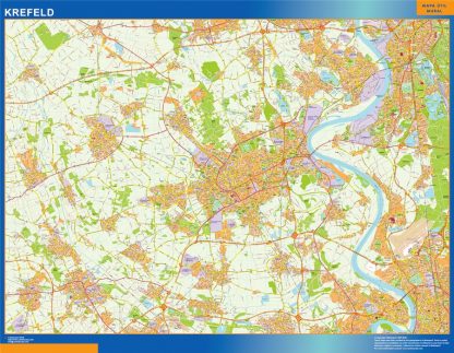 Mapa Krefeld en Alemania plastificado