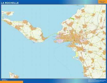 Mapa La Rochelle en Francia plastificado
