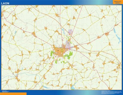 Mapa Laon en Francia plastificado
