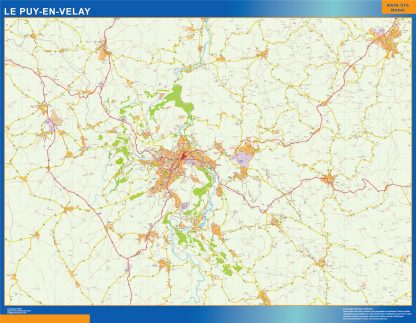 Mapa Le Puy en Francia plastificado