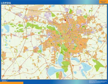 Mapa Leipzig en Alemania plastificado