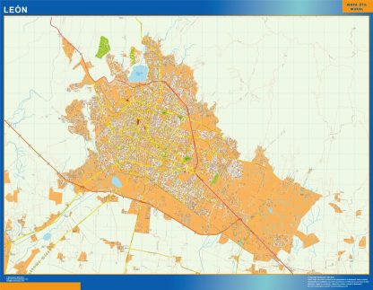 Mapa Leon en Mexico plastificado