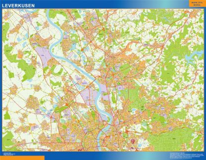 Mapa Leverkusen en Alemania plastificado