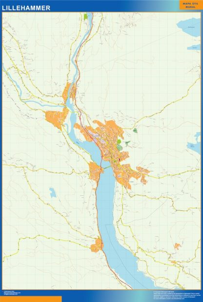 Mapa Lillehammer en Noruega plastificado