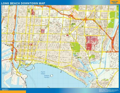 Mapa Long Beach downtown plastificado