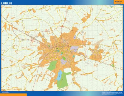 Mapa Lublin Polonia plastificado