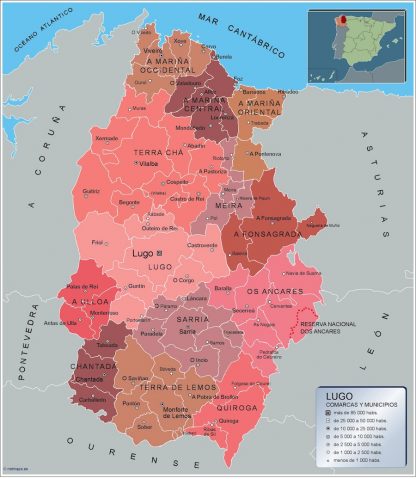 Mapa Lugo por municipios plastificado