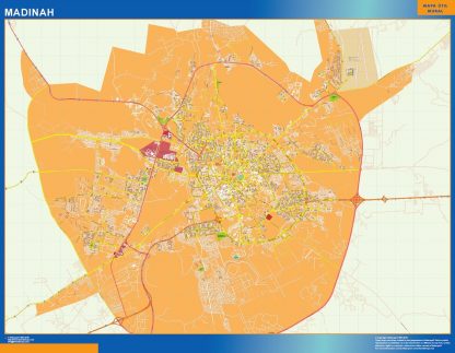 Mapa Madinah en Arabia Saudita plastificado