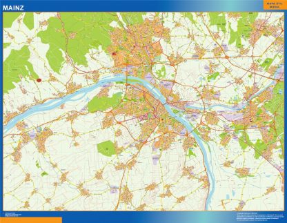 Mapa Mainz en Alemania plastificado