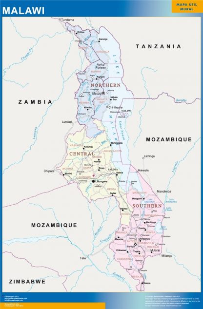 Mapa Malawi plastificado