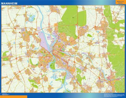 Mapa Mannheim en Alemania plastificado