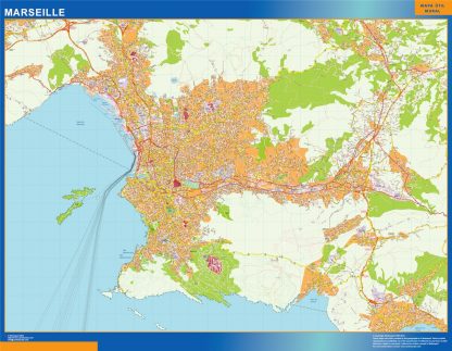 Mapa Marseille en Francia plastificado