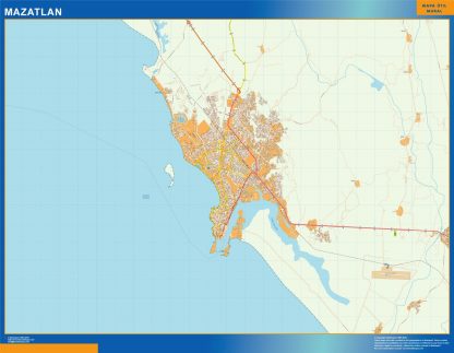 Mapa Mazatlan en Mexico plastificado