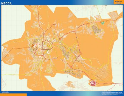 Mapa Mecca en Arabia Saudita plastificado