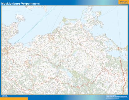 Mapa Mecklenburg-Vorpommern plastificado