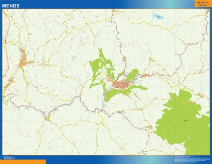 Mapa Mende en Francia plastificado