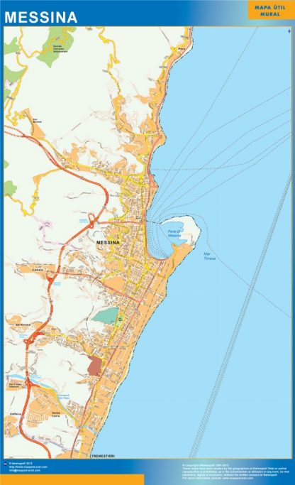 Mapa Messina plastificado