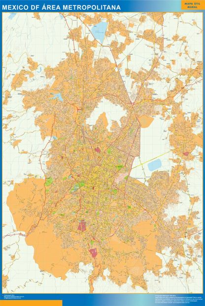 Mapa Mexico Area en Mexico plastificado