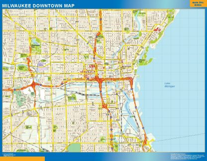 Mapa Milwaukee downtown plastificado