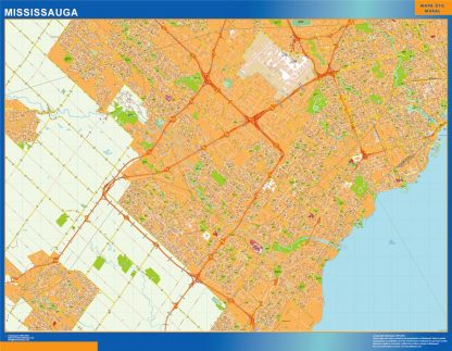 Mapa Mississauga en Canada plastificado