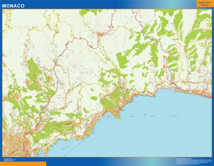 Mapa Monaco en Francia plastificado