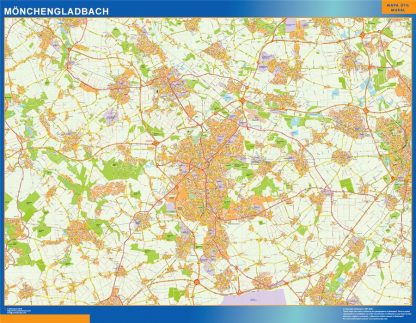 Mapa Monchengladbach en Alemania plastificado