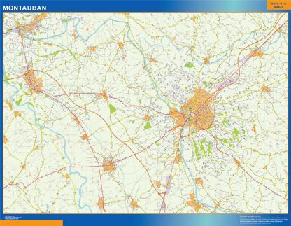 Mapa Montauban en Francia plastificado