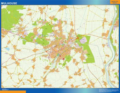 Mapa Mulhouse en Francia plastificado