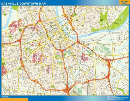 Mapa Nashville downtown plastificado