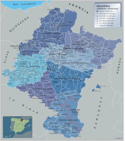 Mapa Navarra por municipios plastificado