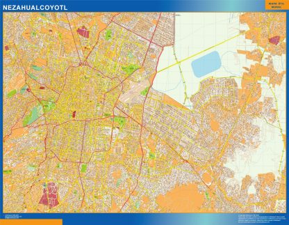 Mapa Nezahualcoyotl en Mexico plastificado