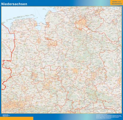 Mapa Niedersachsen plastificado