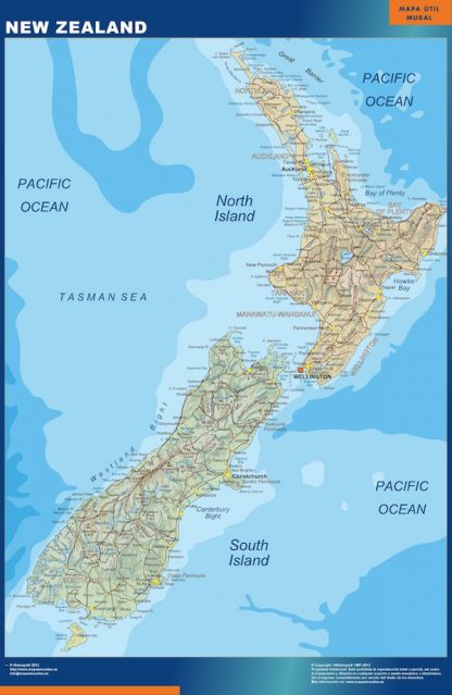 Mapa Nueva Zelanda plastificado