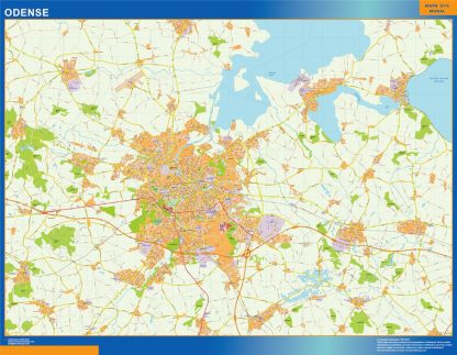 Mapa Odense en Dinamarca plastificado