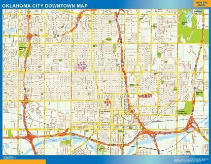Mapa Oklahoma City downtown plastificado