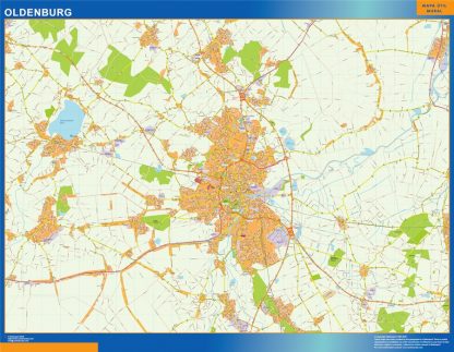 Mapa Oldenburg en Alemania plastificado