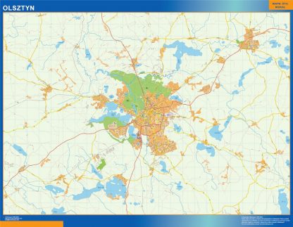 Mapa Olsztyn Polonia plastificado