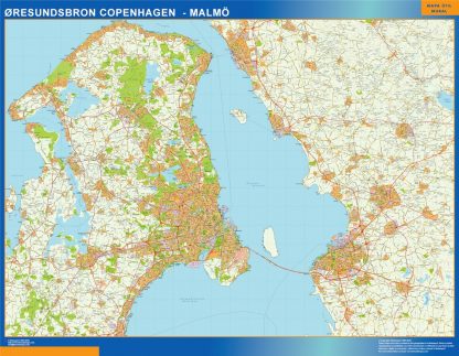 Mapa Oresundsbron en Dinamarca plastificado