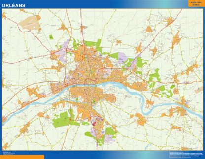 Mapa Orleans en Francia plastificado