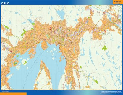 Mapa Oslo en Noruega plastificado
