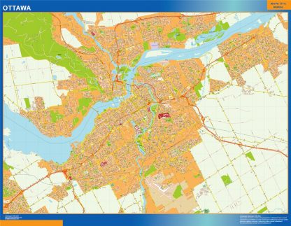 Mapa Ottawa en Canada plastificado